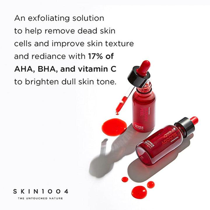 SKIN1004 Bloody Peel AHA 17% Peeling Solution, Improve Skin Texture and Radiance - 30 ML AHA, BHA and Vitamin C | Fitaminat