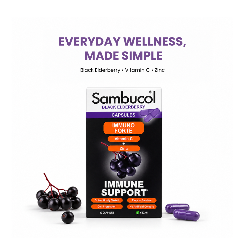 Sambucol Black Elderberry Vitamin C + Zinc Capsules - 30 Capsules