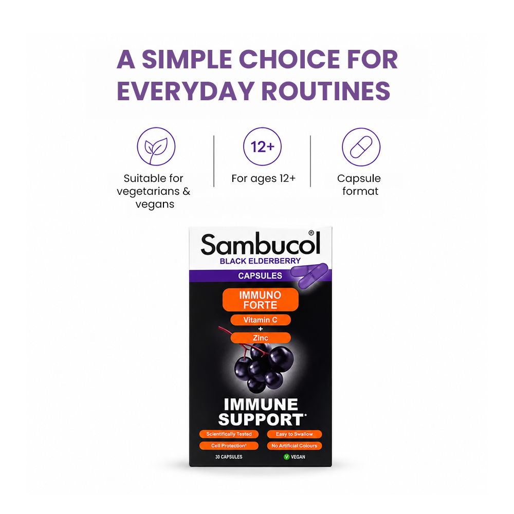Sambucol Black Elderberry Vitamin C + Zinc Capsules - 30 Capsules
