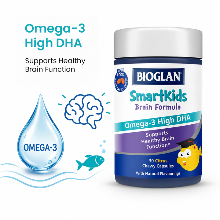 Bioglan SmartKids Brain Formula with Omega-3 DHA - 30 Chewy Capsules
