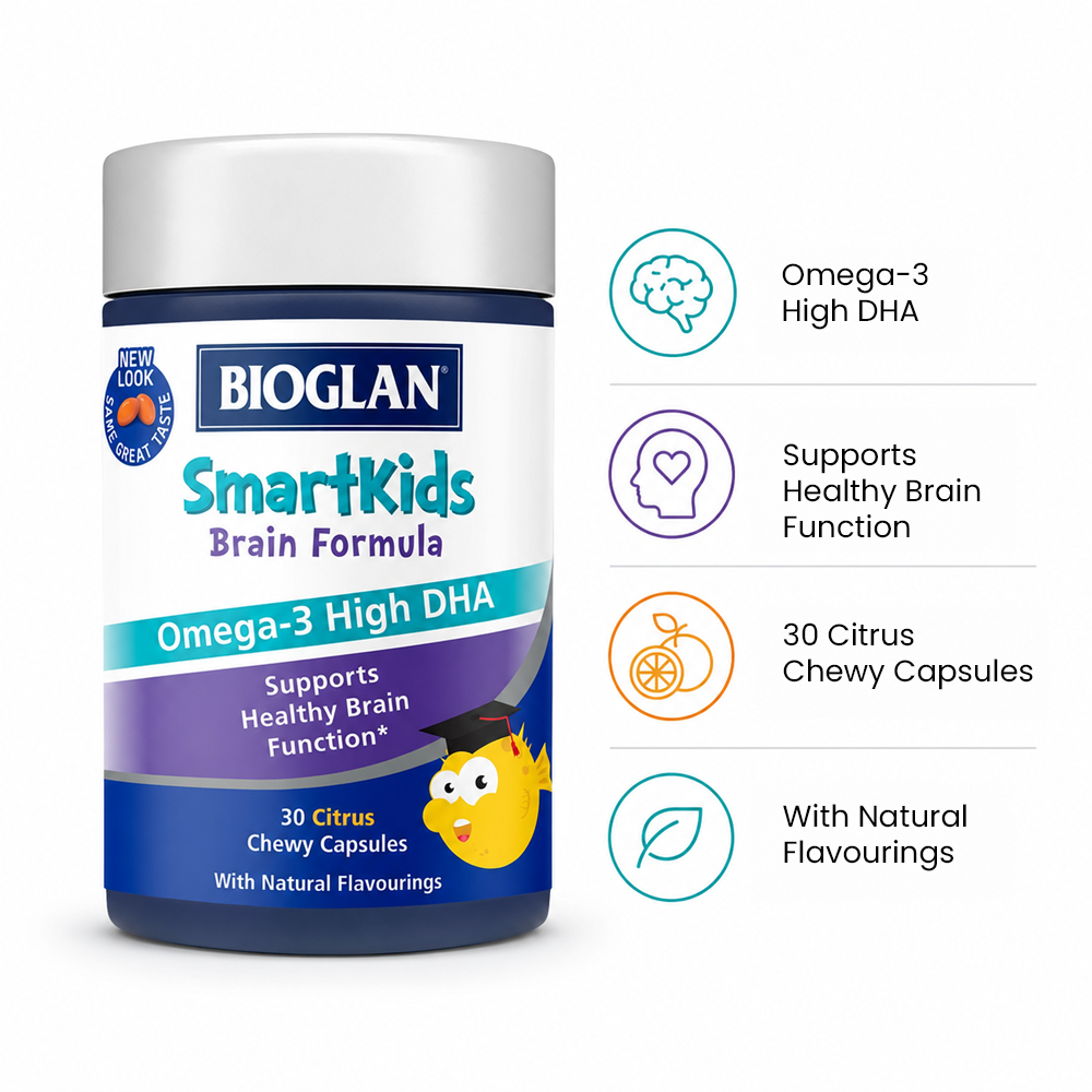 Bioglan SmartKids Brain Formula with Omega-3 DHA - 30 Chewy Capsules