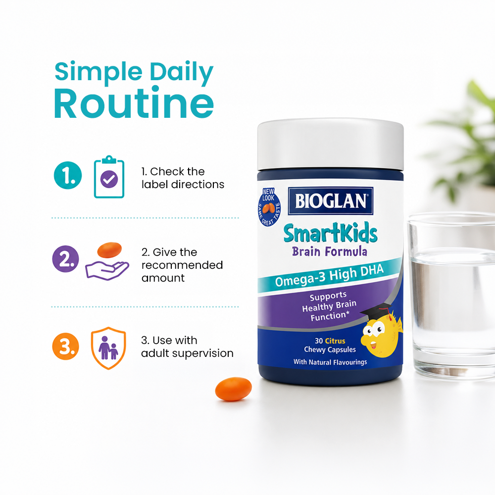 Bioglan SmartKids Brain Formula with Omega-3 DHA - 30 Chewy Capsules