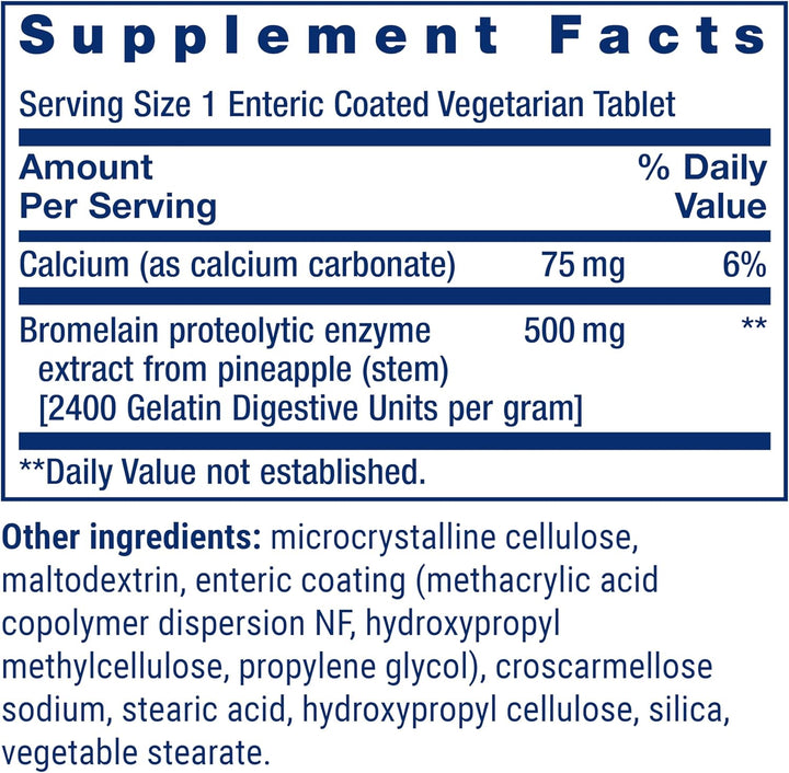 Specially-Coated Bromelain 60 Tablets supplement facts