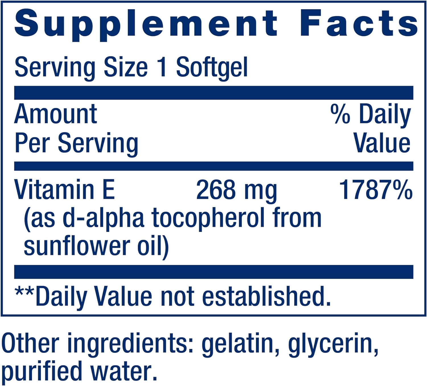 Super Vitamin E 90 Softgels Supplement Facts