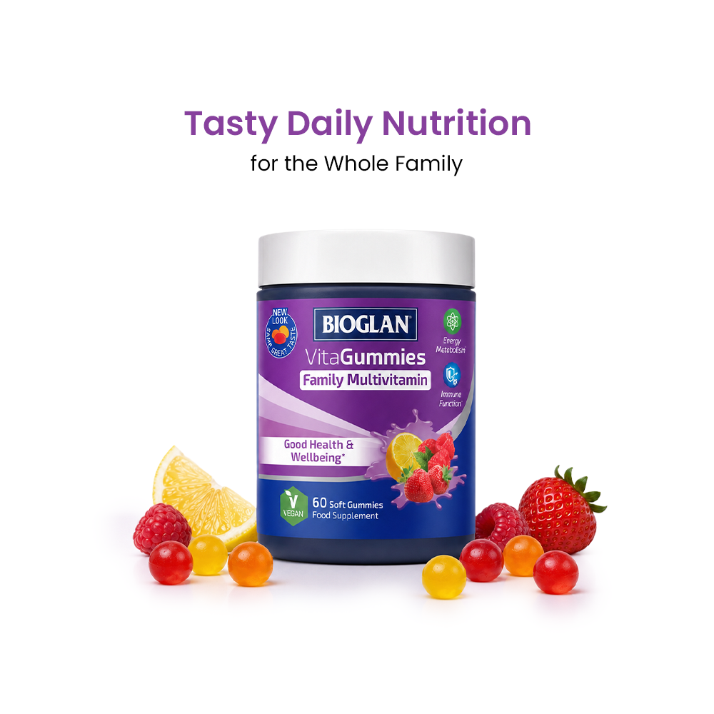 Bioglan Family Multivitamin VitaGummies – 9 Vitamins incl. C, D3 & B12 – 60 Fruit Gummies for the Whole Family, Ages 4+