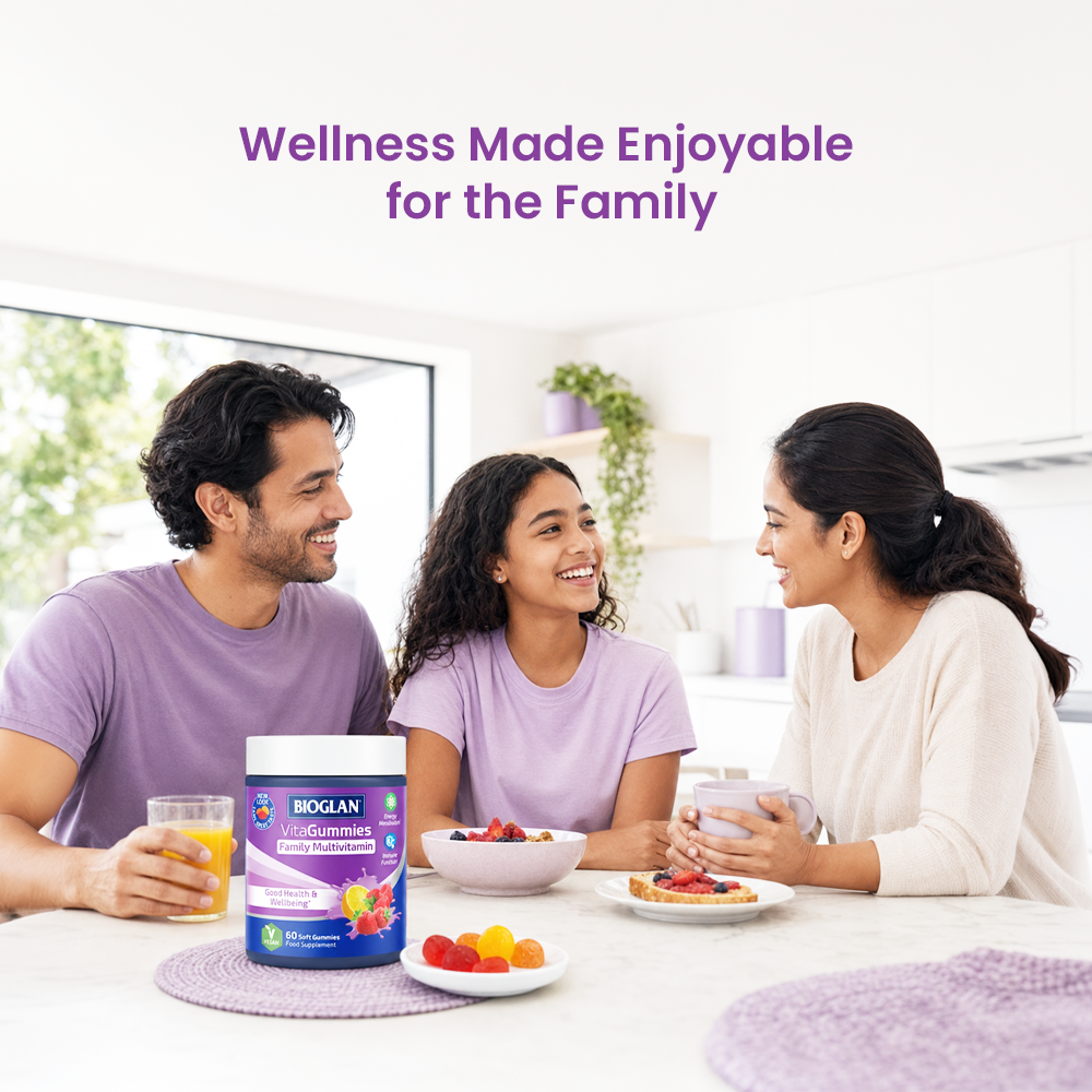 Bioglan Family Multivitamin VitaGummies – 9 Vitamins incl. C, D3 & B12 – 60 Fruit Gummies for the Whole Family, Ages 4+