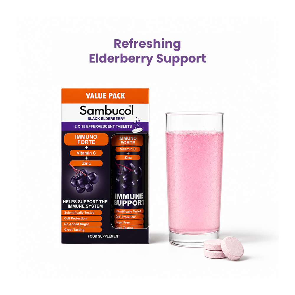 Sambucol Black Elderberry Vitamin C + Zinc Effervescent Value Pack - 30 Tablets