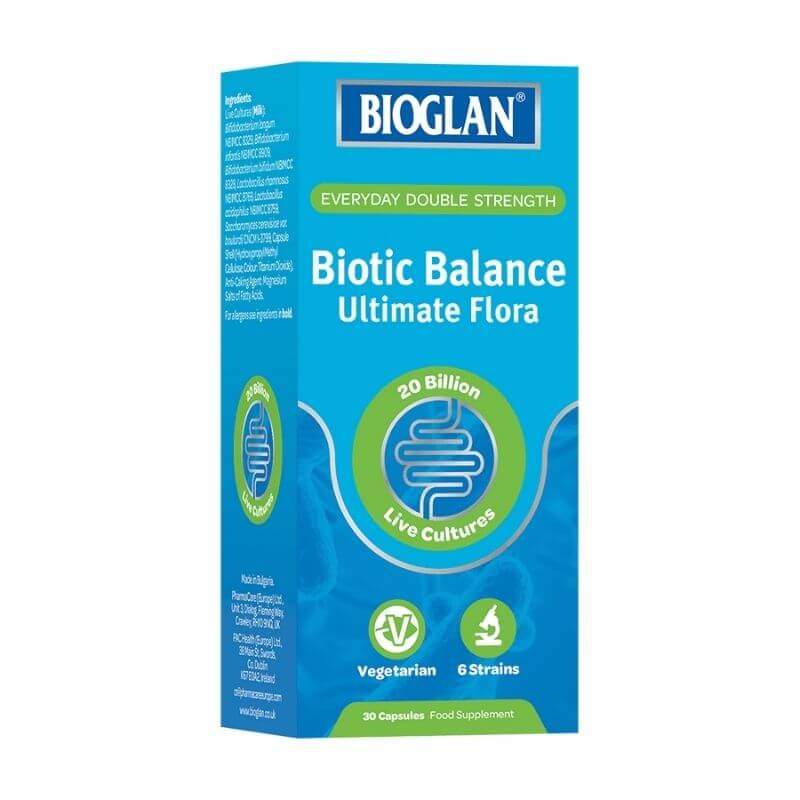Bioglan Biotic Balance Capsules, Ultimate Flora with 20 Billion CFU, High Strength Probiotic - 30 Capsules