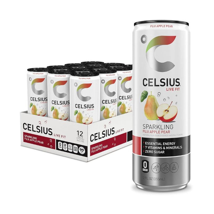 CELSIUS Sparkling Fuji Apple Pear Essential Energy Carbonated Drink - 355 ML