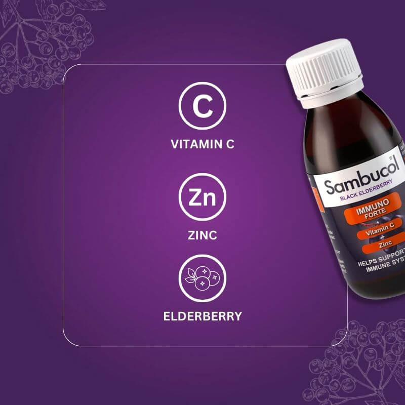 Sambucol Vitamin C Liquid Immuno Forte Zinc Immune System Booster - 120 ml