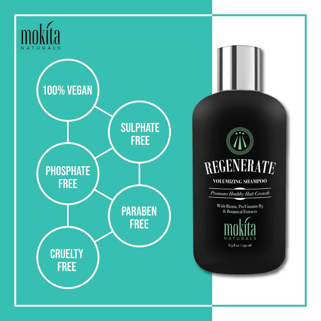 Mokita Naturals Regenerate Shampoo Healthy Hair Growth with Botanical Extracts - 250 ML 100% Vegan | Fitaminat