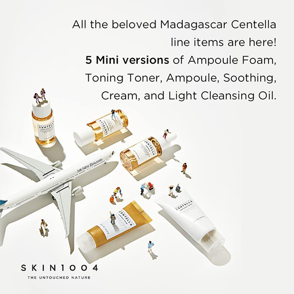 SKIN1004 Madagascar Centella Travel Kit Toner, Ampoule, Soothing Cream, Cleansing Oil, Ampoule Foam Compact Size All the Beloved Madagascar Centella Line Items are Here! | Fitaminat