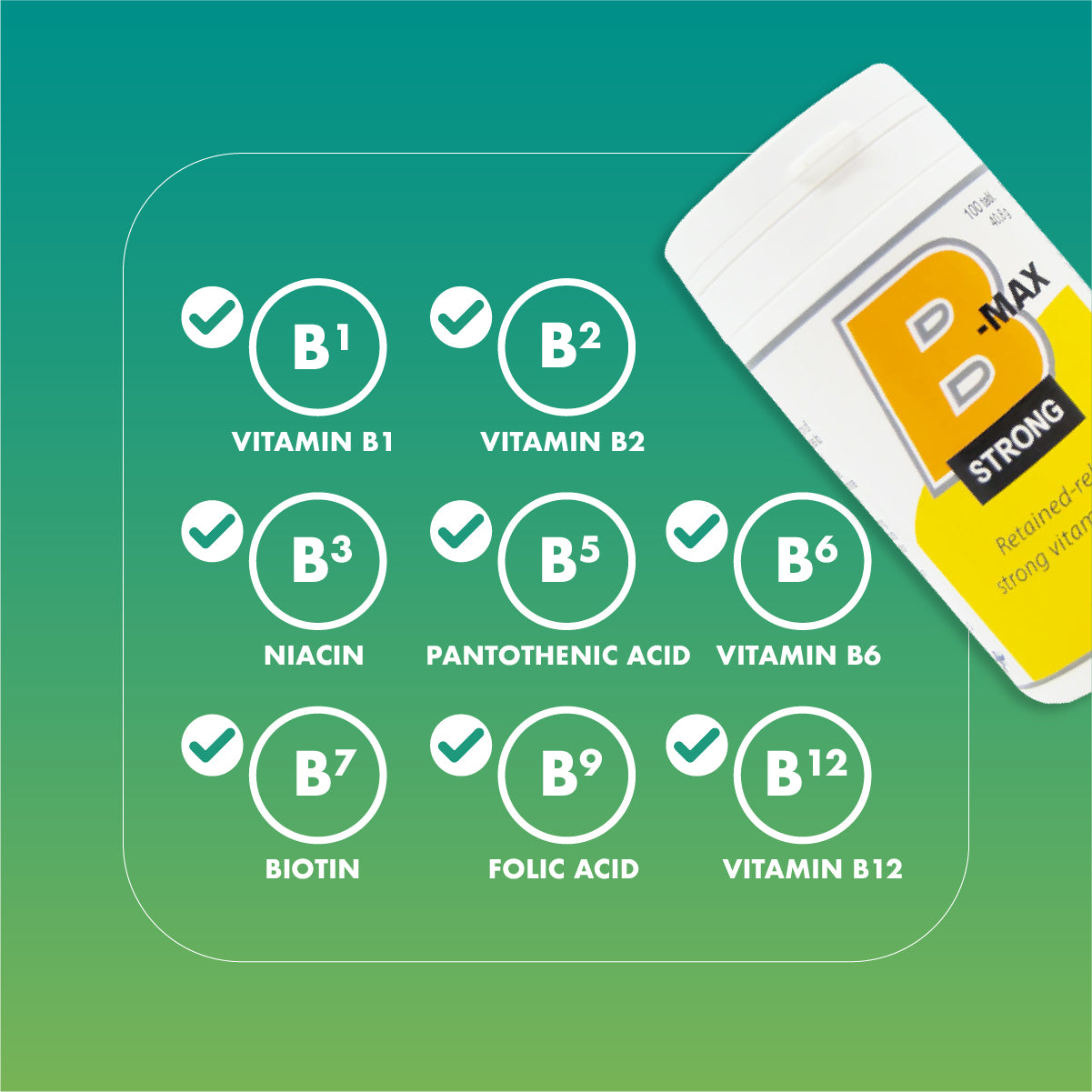 Vitabalans B-Max Strong, Vitamin B Complex - 100 Tablets