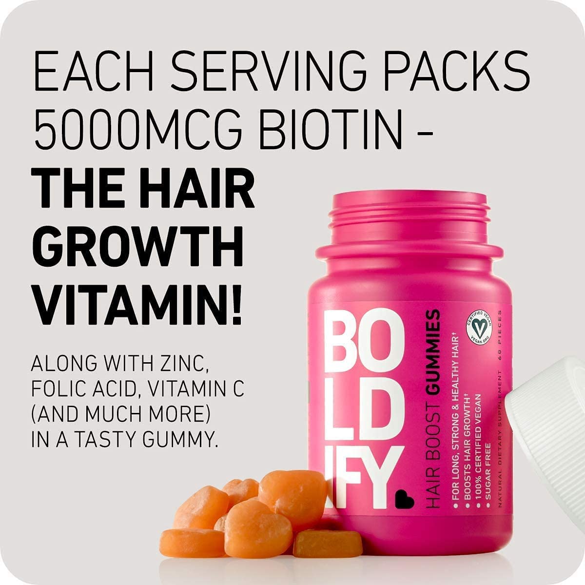 Boldify شامبو + بلسم + حزمة علكات الشعر ، الحجم ، شد الجذور ، الملمس ، البيوتين للاحتفاظ بالشعر