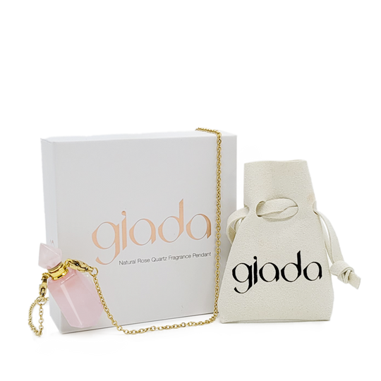 Giada Genuine Rose Quartz Fragrance Pendant with Chain - Main Image