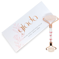 Giada Rose Quartz Face Roller Infused Dry Flower Handle