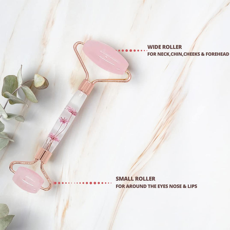 Giada Rosa - Natural Rose Quartz Face Roller with Flower | Fitaminat