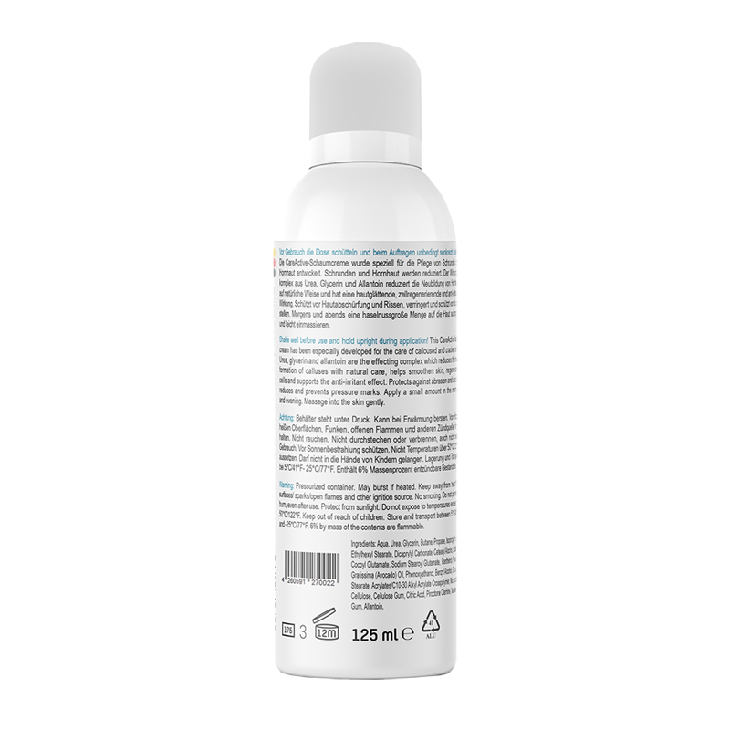 Careactive Foam Cream Calloused and Cracked Skin Made with Urea and Avocado Oil Back Label - 125 ml