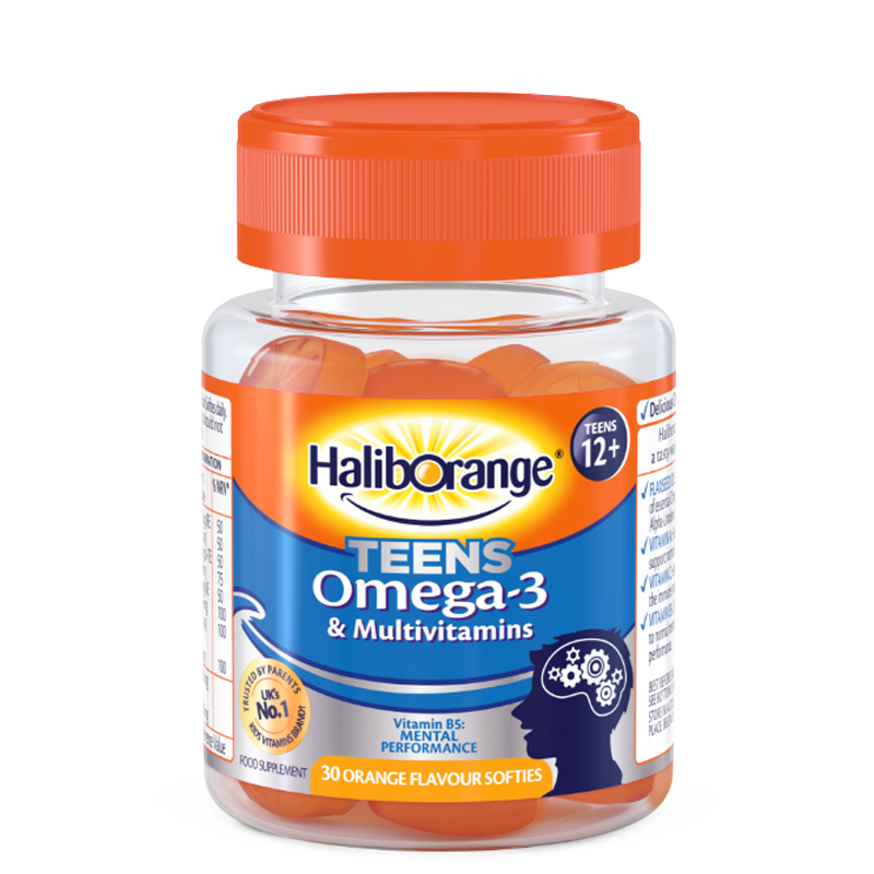 Haliborange Teens Omega-3 and Multivitamins Vitamin B5 - 30 Orange Flavour Softies