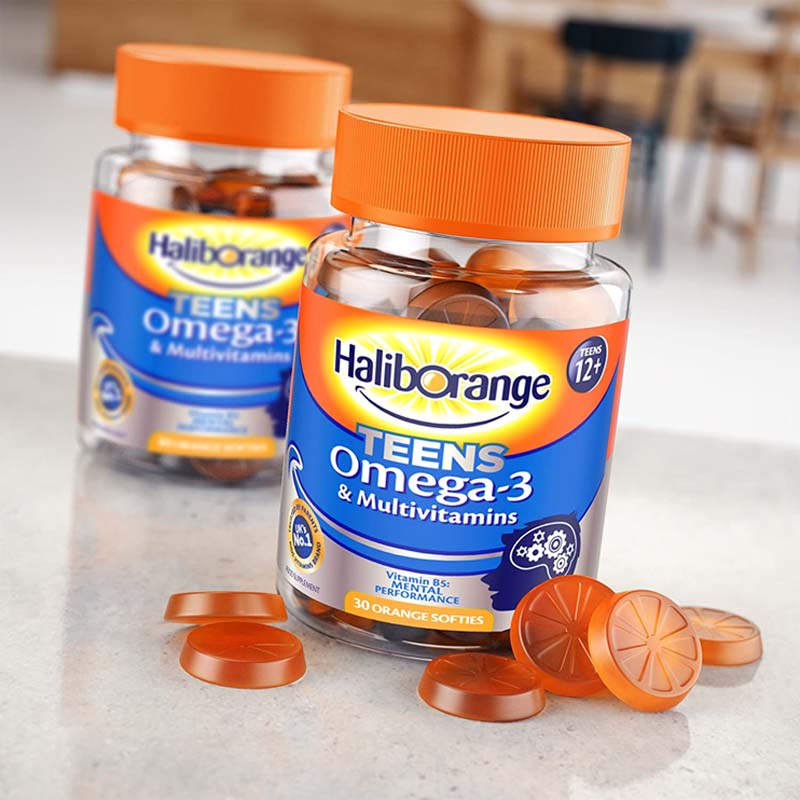 هاليب أورانج – حلوى أوميجا 3 وفيتامينات متعددة للمراهقين - 30 سوفتيز
