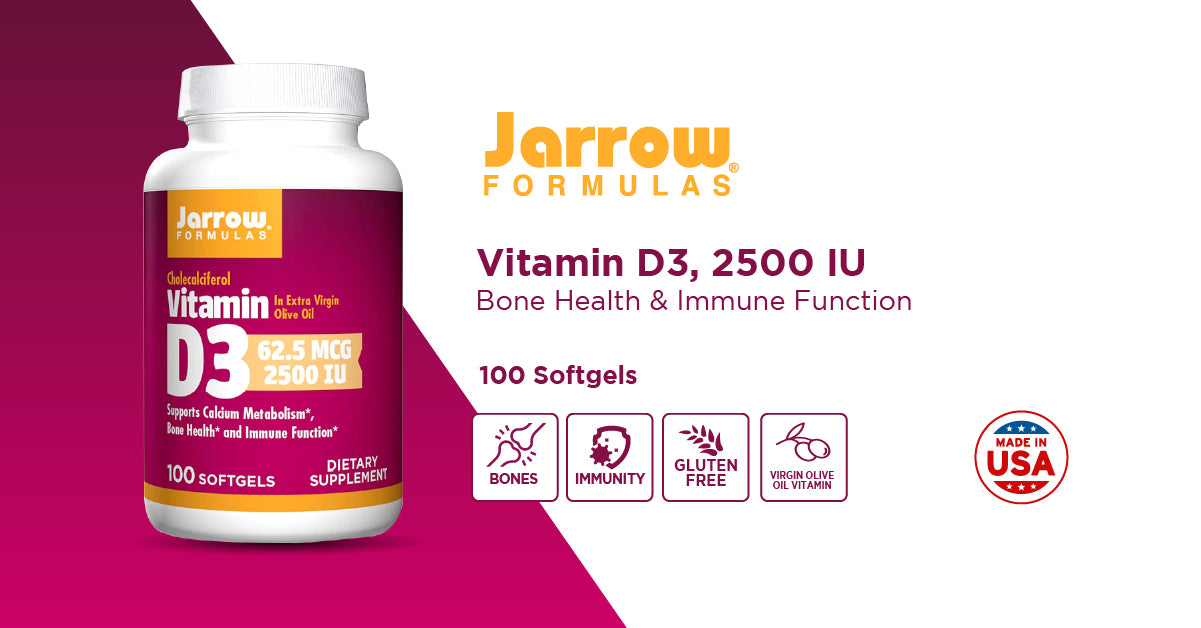 Jarrow Formulas Vitamin D3 2500 IU 100 Softgels