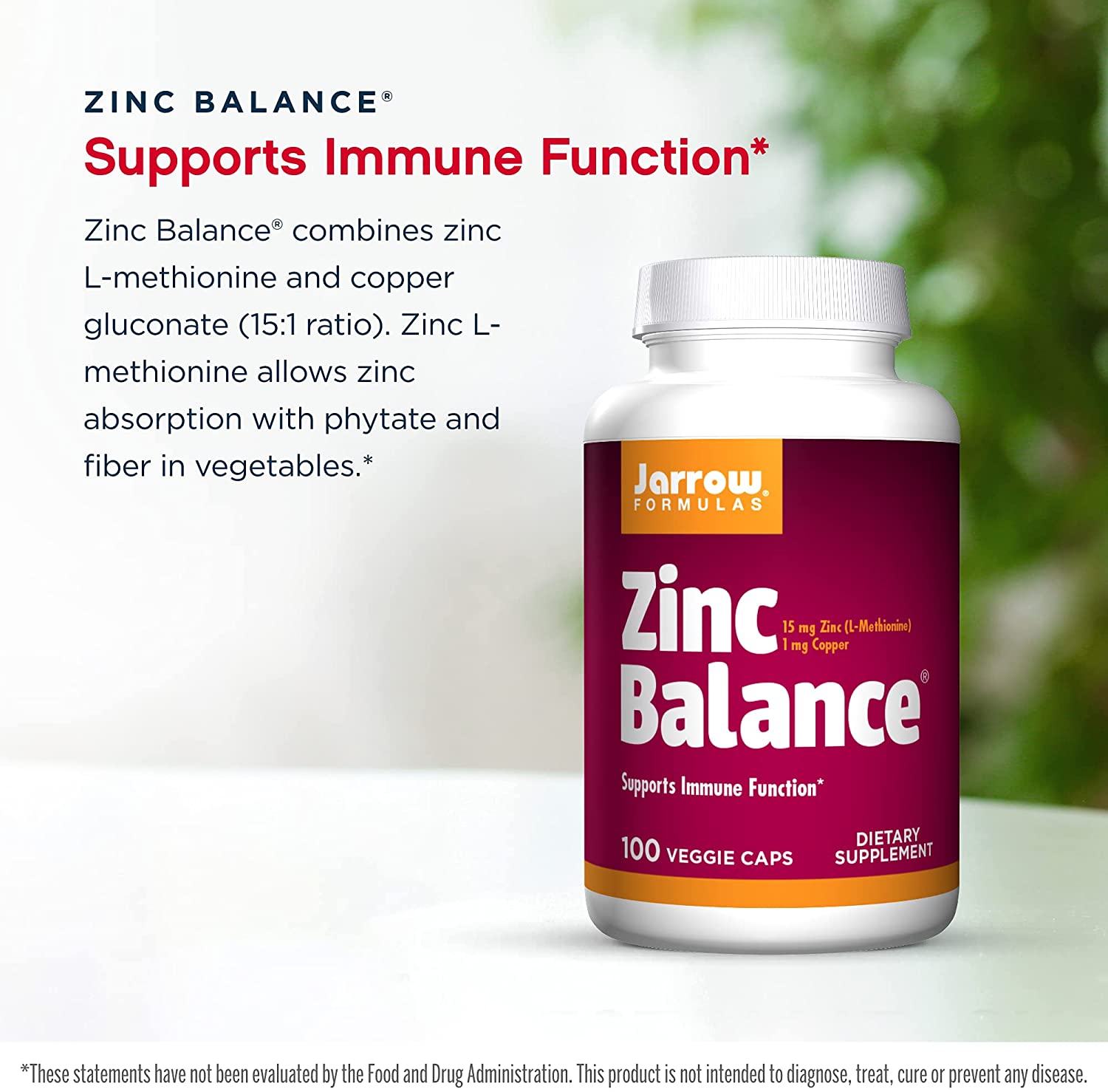 Jarrow Formulas Zinc Balance, Zinc supplement 15 Mg