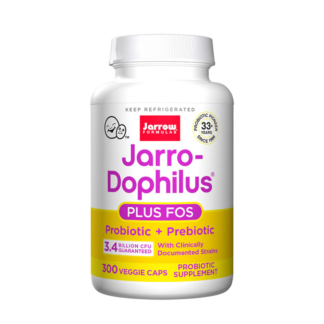 Jarrow Formulas Jarro-Dophilus Plus FOS, 3.4 Billion CFU, Probiotic Plus Prebiotic - 300 Capsule
