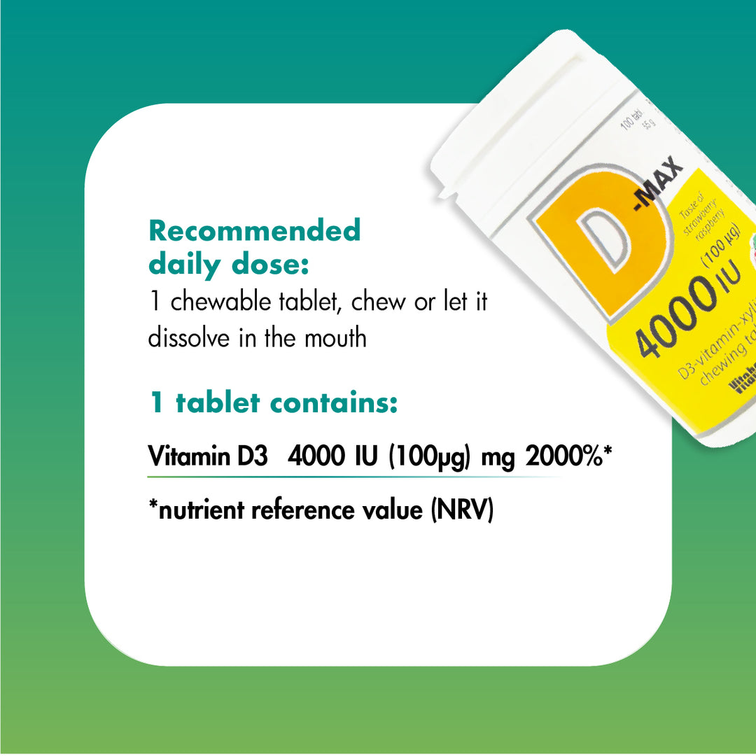 Vitabalans D-Max Vitamin D3 4000 IU - 100 Tablets