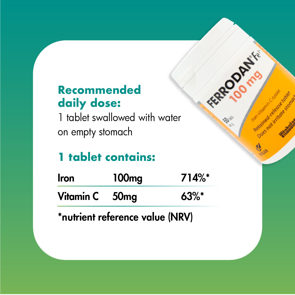 أقراص فيرودان مع الحديد و فيتامين سي - من فيتابالانس - 60 قرص