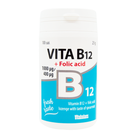 Vitabalans Vita B12 + Folic Acid 100 Tablets - Main Image