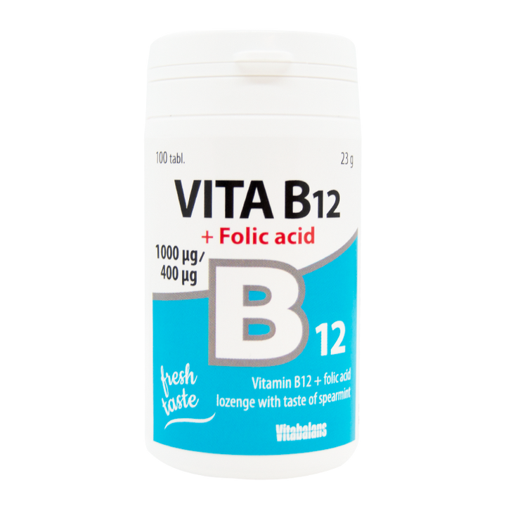 Vitabalans Vitamin B12 with Folic Acid, 1000mg - 100 Lozenges