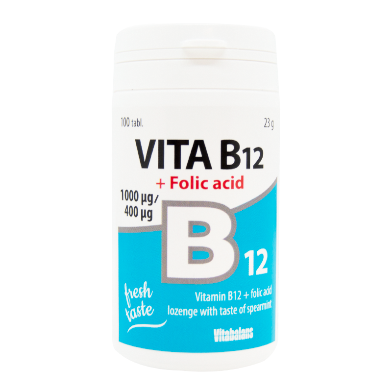 Vitabalans Vitamin B12 with Folic Acid, 1000mg - 100 Lozenges