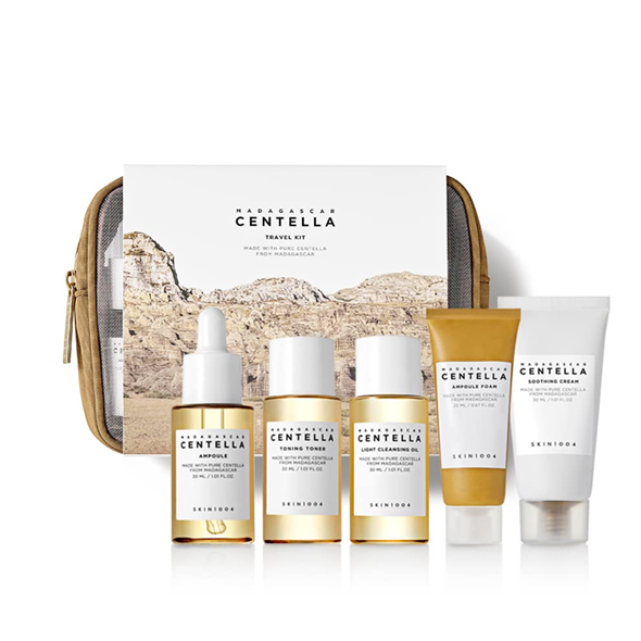 SKIN1004 Madagascar Centella Travel Kit Toner, Ampoule, Soothing Cream, Cleansing Oil, Ampoule Foam Compact Size